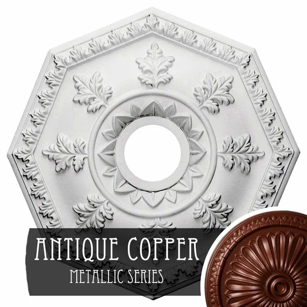 18x22OD x 3 1/2x22ID x 1 1/2x22P Nottingham Ceiling Medallion (Fits Canopies Up to 4 5/8x22) - Hand-Painted Ultra Pure White