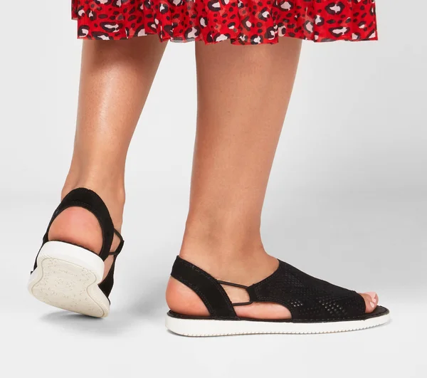 Skechers Women's Bobs Saga Sandals - Black, 8.0