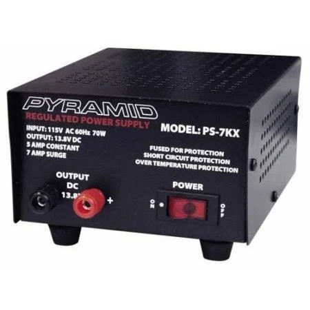 Pyramid PS7KX 5 Amp Heavy Duty DC Linear Power Supply, Fuse Protected