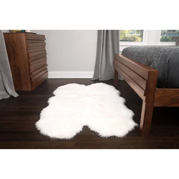 3x5 Soft and Plush Quad Pelt Faux Sheepskin Shag Rug Black White