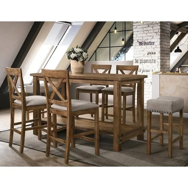 Best Master Furniture Janet Driftwood Transitional Counterheight Stools - Set of 2