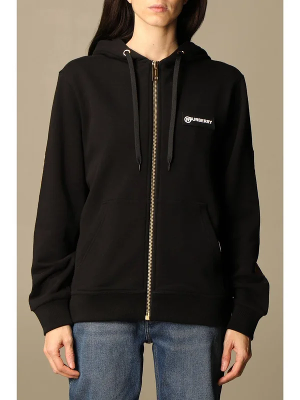 Burberry Aubree Zip-Up Hoodie, Black, Women's, M, Coats, Jackets & Outerwear Athletic Jackets, Zip-Ups, Pullovers & Hood