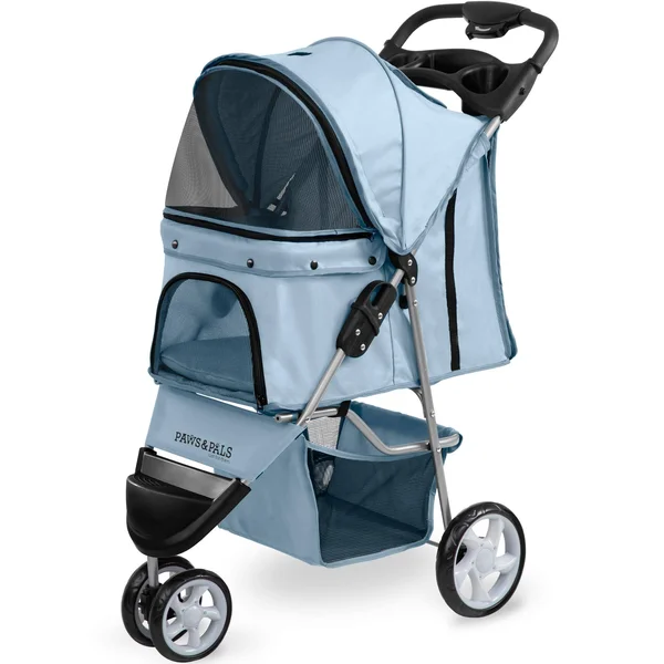 Paws & Pals Pet Stroller - 3 Wheel Jogger, Blue