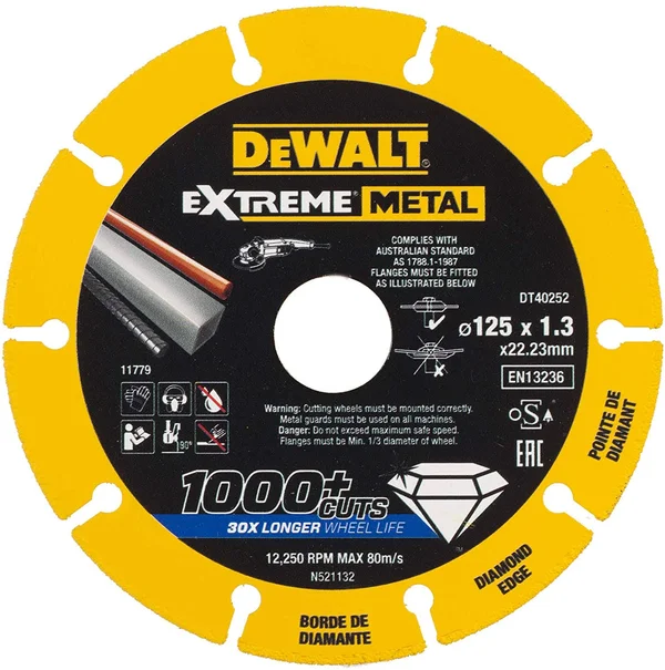 DeWalt DT40254-QZ Diamond Cutting Disc 180x1.5mm, Black/Yellow PWZ7TY3