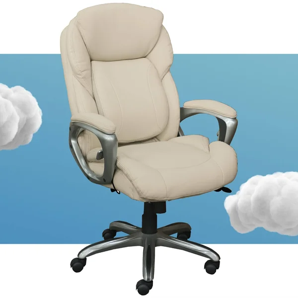 Serta - MyFit 5-Pointed Star Bonded Leather Executive Chair - Ivory
