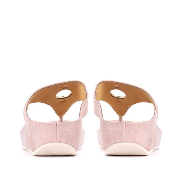 Bellissimo Women's Metallic Toe Post Sandal - Tan, US 07