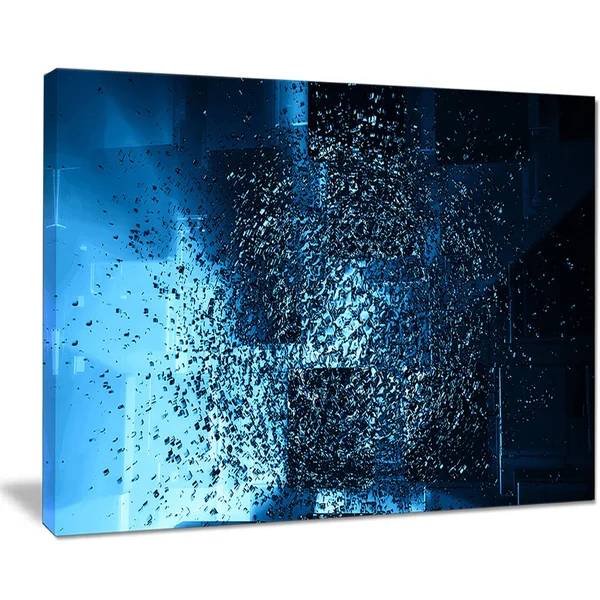 Design Art &Fractal 3D Blue Paint Splash& Graphic Art on Wrapped Canvas - Size: 20 inch H x 40 inch W x 1 inch D