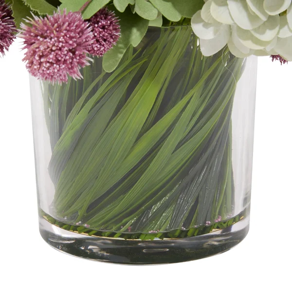 Litton Lane Indoor Plastic and Ceramic Artificial Hydrangea Floral Arrangement in Planter