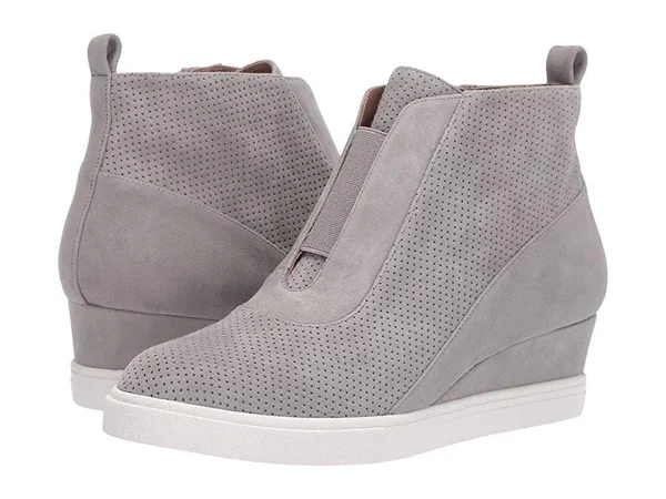 Linea Paolo Anna Wedge Sneaker Rock Perf Suede, Women's, Size: 4, Gray