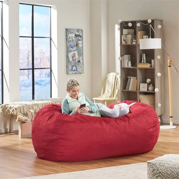 Noble House Barracuda Traditional 6.5& Suede Bean Bag Cover in Chinese Red - 309752
