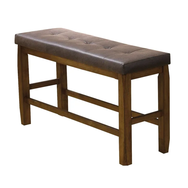 Acme Morrison Counter Height Bench with Storage, Brown PU & Oak