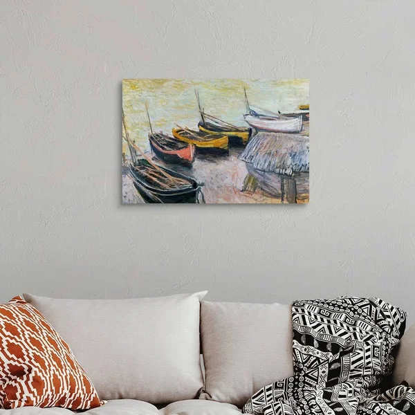 Boats on The Beach, 1883, Canvas Wall Art, 30x20, Great Big Canvas