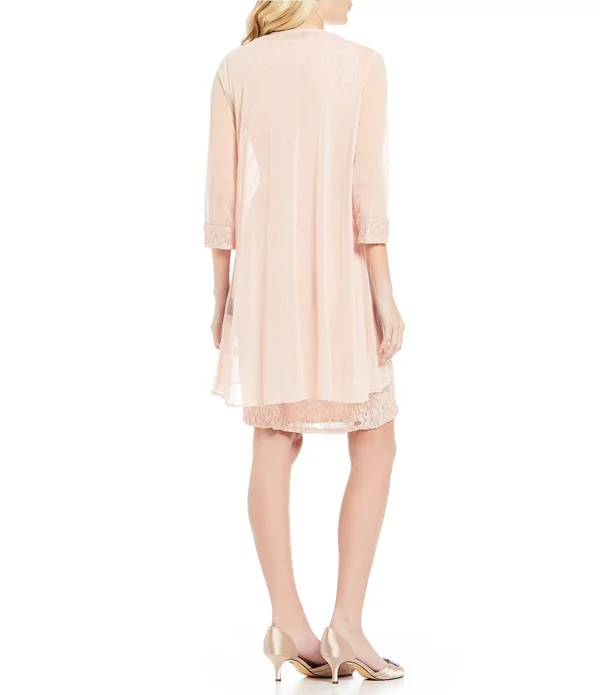 R & M Richards Embellished Lace Sheath Dress & Jacket - Navy
