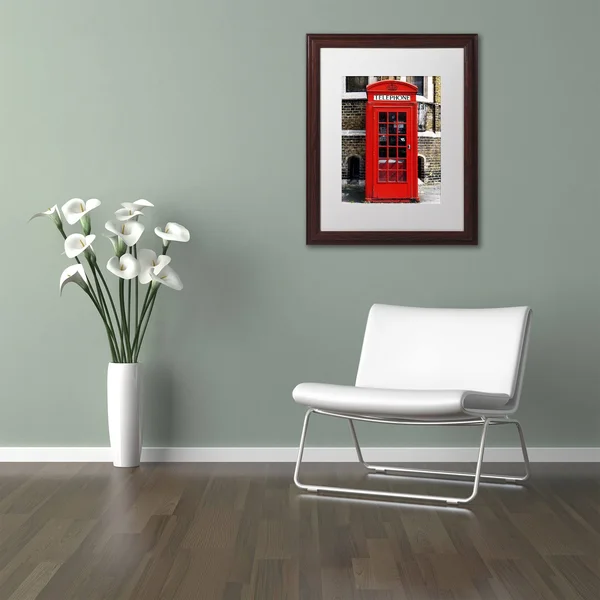 Trademark Fine Art English Phone Booth London Canvas Art by Philippe Hugonnard - White Mat, Wood Frame