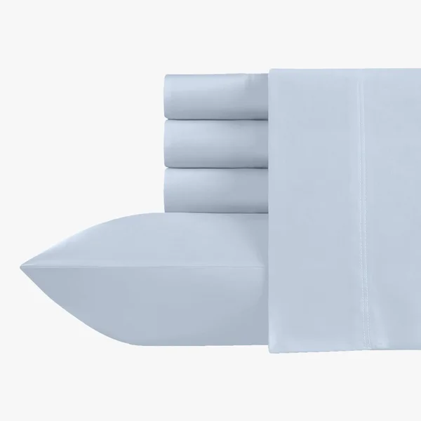 Split King Sheets for Adjustable Bed - Light Blue Color - 500 Thread Count 100% Real Cotton, Silky Sateen Weave 5 Piece Bed Sheet