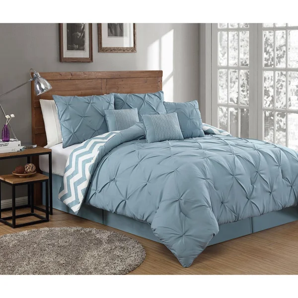 Avondale Manor Ella Pinch Pleat Comforter Set, Blue, Twin