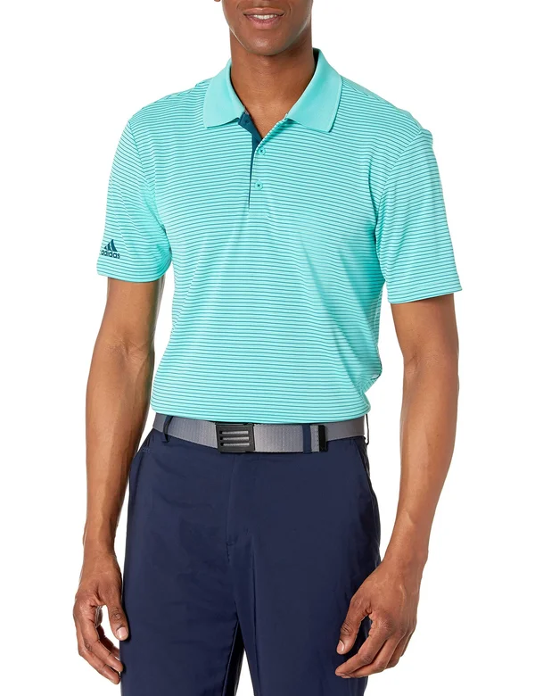 Adidas Men's Two-Color Club Stripe Polo Size MD - Acid Mint/Wild Teal