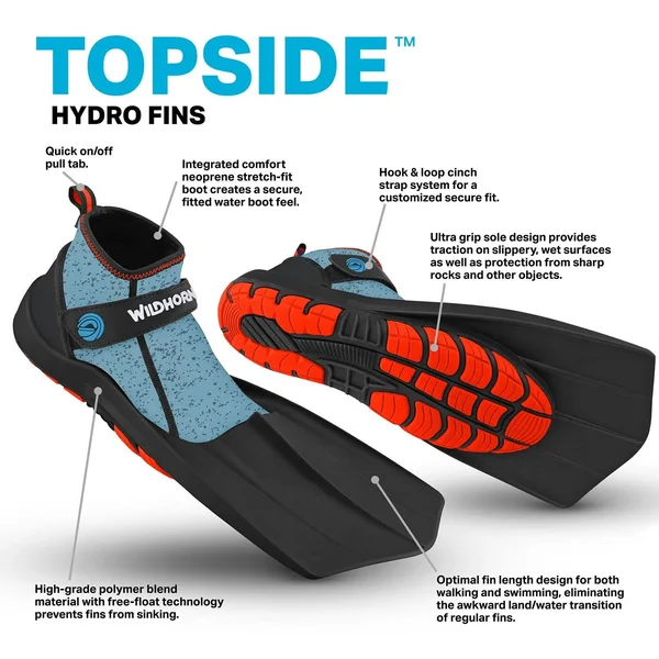 Wildhorn Topside Snorkel Fins Compact Travel Swim and Snorkeling Flippers-13 Men