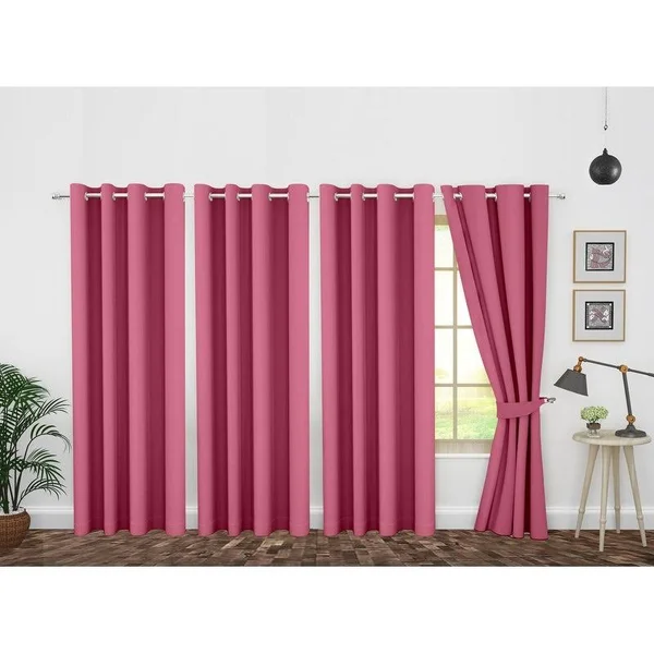Ample Decor Thermal Insulated Grommet Blackout Curtains- 4 Panel - 95 Inches - Pink