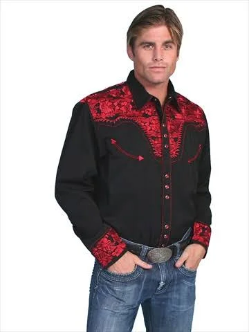 NewGroove Mens Western Shirt - Crimson - Extra Large NE124234