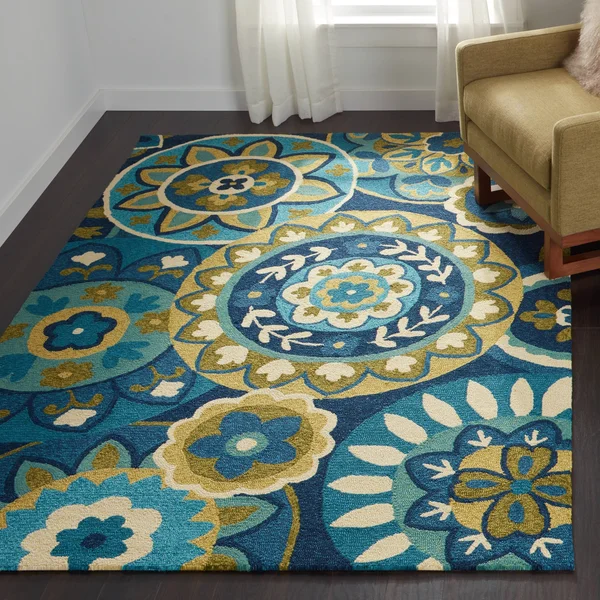 Miami Sundial teal-Green Indoor/ Outdoor Area Rug - 8& x 11&