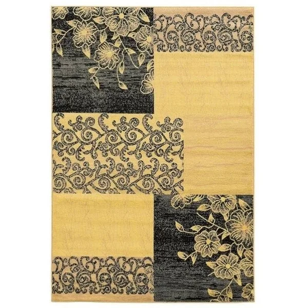 Riverbay Furniture 5& x 7&3x22 Patchwork Rug in Cream