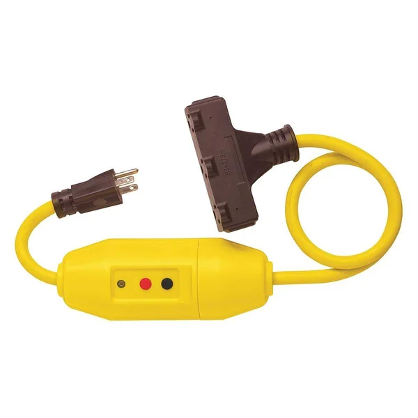 Power First 2XYR8 Line Cord GFCI - 2ft, 15A, Yel, 120V