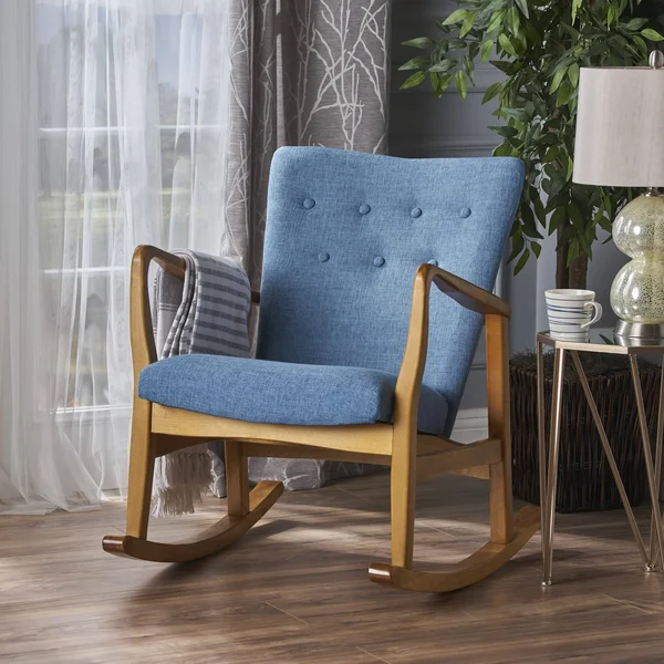 Collin Mid Century Fabric Rocking Chair (Wheat)
