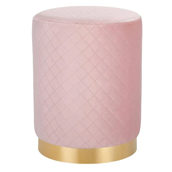 Birdrock Home Round Velvet Ottoman Foot Stool - Pink