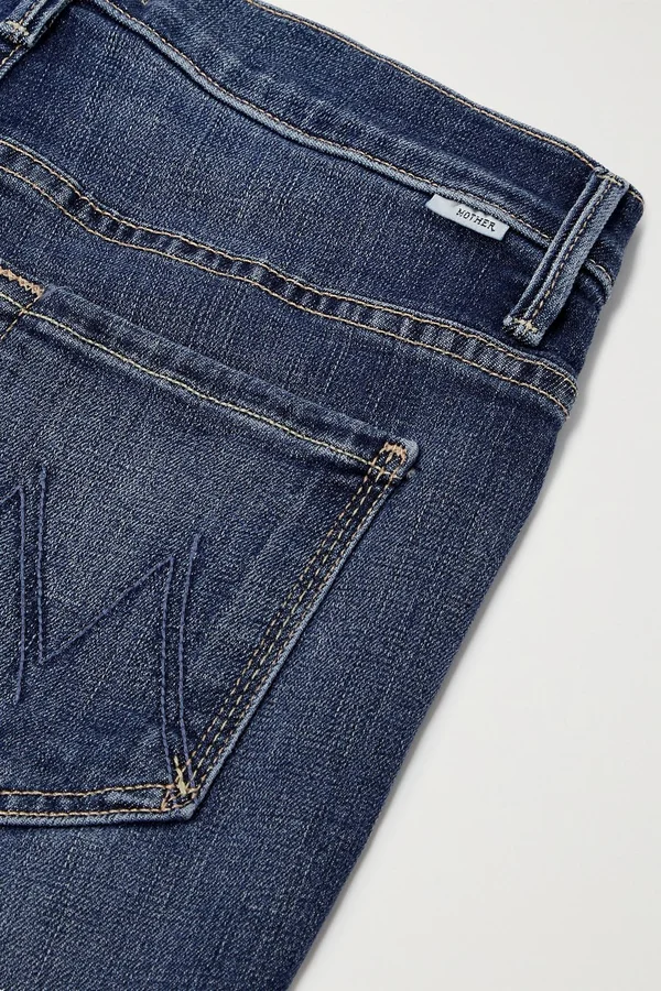 Mother The Insider Crop Step Fray Girl Crush Jeans in Blue - Size 28