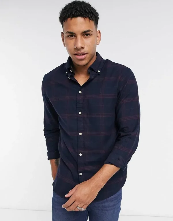 Men's Selected Homme Slim Fit Plaid Flannel Button-Down Shirt