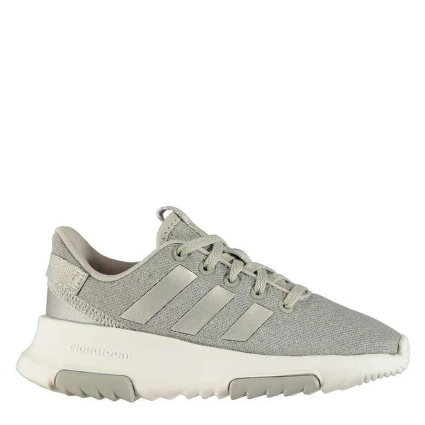 Adidas Cloudfoam Racer Training Shoes Grey White Kids - 28
