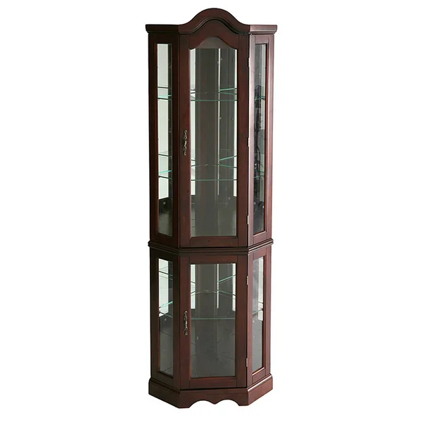 Mccoy Mahogany Lighted Display Corner Curio Cabinet
