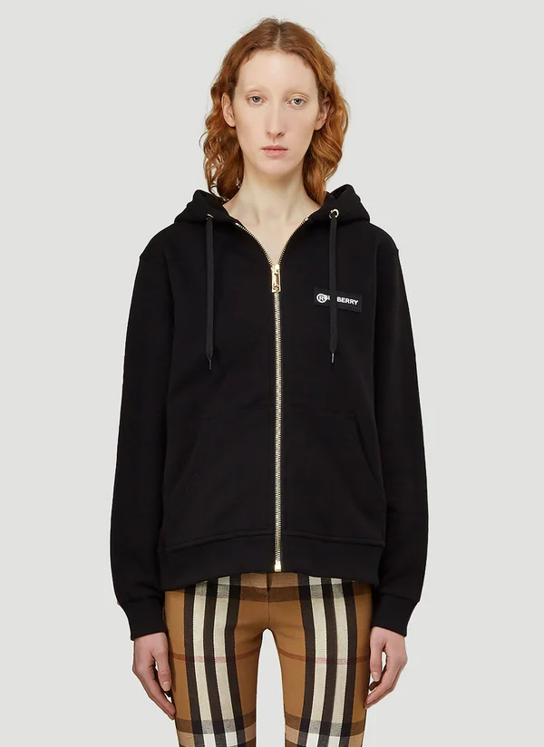 Burberry Aubree Zip-Up Hoodie, Black, Women's, M, Coats, Jackets & Outerwear Athletic Jackets, Zip-Ups, Pullovers & Hood