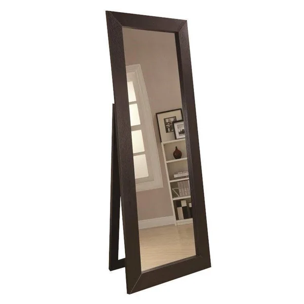 Bowery Hill Floor Mirror in Dark Cappuccino - Black