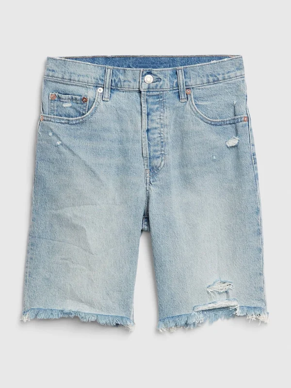 Gap Women's High Rise Distressed Bermuda Shorts Light Indigo Size 27