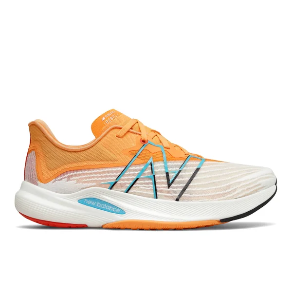 New Balance Men's FuelCell Rebel V2 White with Habanero, 16, D
