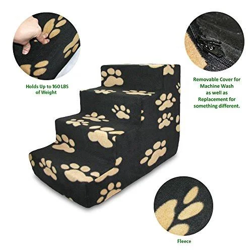 Best Pet Supplies ST210T-M Foam Pet Stairs/Steps - 4-Step, Black