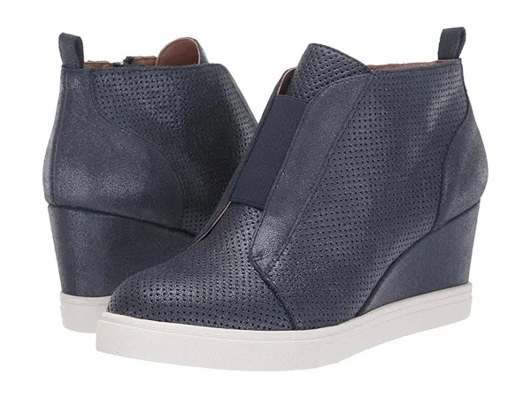 Women's Linea Paolo Felicia II Wedge Bootie Sapphire Suede, 6 M