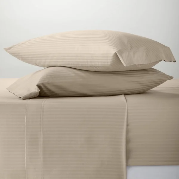 Queen 6pc 400 Thread Count Damask Solid Sheet Set Natural - Threshold Signature