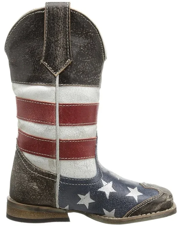 Roper Kids American Flag Square Toe Western Boots
