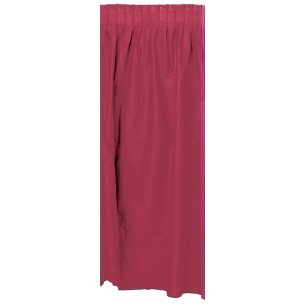 Party Central Pack of 6 Burgundy Pleated Disposable Plastic Picnic Party Table Skirts 14&