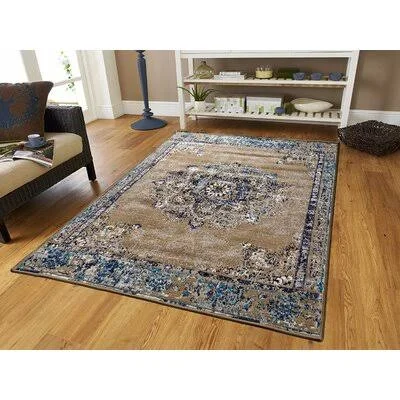 Schnabel Power Loom Blue/Beige Rug World Menagerie Rug Size: Rectangle 8&x10&