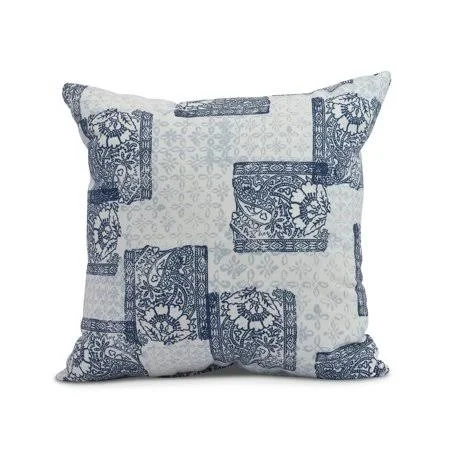 Simply Daisy, 26 x 26 inch, Patches Decorative Pillow, Navy Blue