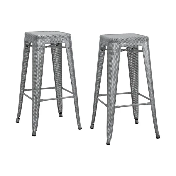 DHP Nova 30x22 Metal Mesh Backless Bar Stool - Silver, Set of 2