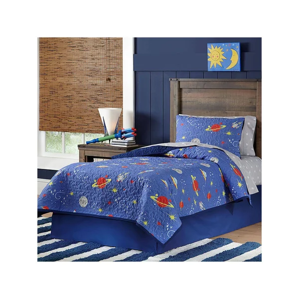 Lullaby Bedding Space Twin Cotton Printed 2 Piece Quilt Set