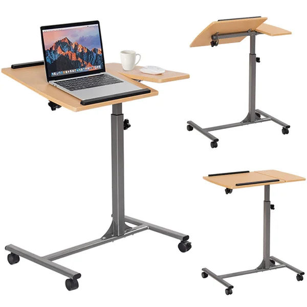 Costway Adjustable Laptop Notebook Desk Table Stand Holder Swivel Home Office Wheels New
