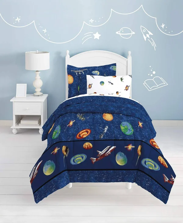 Dream Factory Outer Space Mini Bed-in-a-Bag Blue Twin