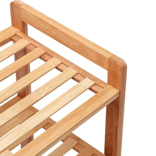 New Ridge Home Goods SHO-02222 Natural Bamboo 4-Tier Shoe Rack Shoe Tower Shelf Storage Organizer Cabinet with Umbrella Stand