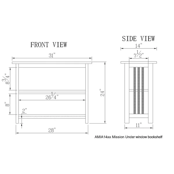 Alaterre Furniture Mission Under Window Bookshelf - Espresso